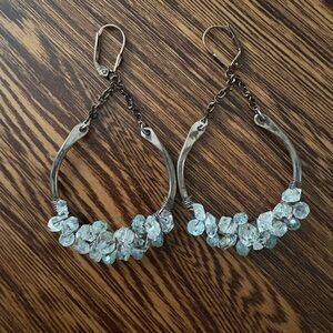 Silver, White and Blue Crystal Earrings
